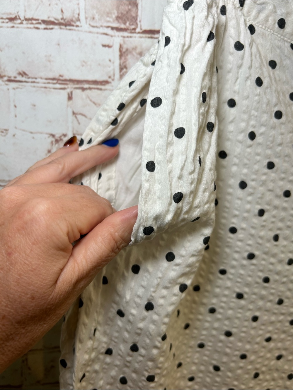 Aerie White Polka Dot Seersucker Wide Leg Lounge Pants Beachy Size Large - Picture 6 of 7